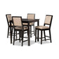 Baxton Studio Gideon Modern and Contemporary Sand Fabric Upholstered and Dark Brown Finished Wood 5-Piece Pub Set | Dining Sets | Modishstore - 2