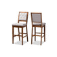 Baxton Studio Gideon Modern and Contemporary Grey Fabric Upholstered and Walnut Brown Finished Wood 2-Piece Bar Stool Set | Bar Stools | Modishstore - 2