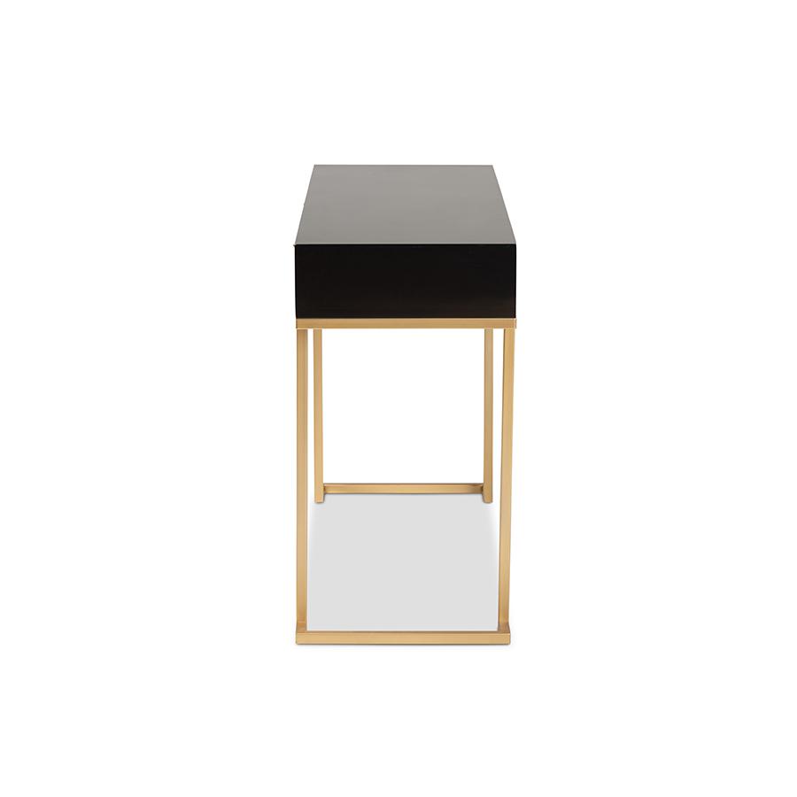 Baxton Studio Beagan Modern and Contemporary Black Finished Wood and Gold Metal 2-Drawer Console Table | Console Tables | Modishstore - 4