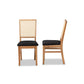 Baxton Studio Idris Mid-Century Modern Black Fabric Upholstered and Oak brown Finished 2-Piece Rattan Dining Chair Set | Dining Chairs | Modishstore - 3