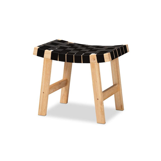 Baxton Studio Nahla Rustic Mid-Century Modern Black and Oak Brown Finished Wood Accent Bench | Benches | Modishstore