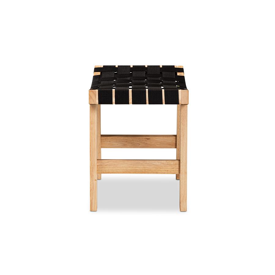 Baxton Studio Nahla Rustic Mid-Century Modern Black and Oak Brown Finished Wood Accent Bench | Benches | Modishstore - 3