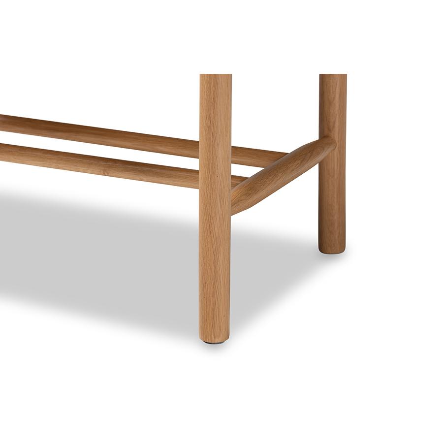 Baxton Studio Saura Mid-Century Modern Oak Brown Finished Wood and Hemp Accent Bench | Benches | Modishstore - 4