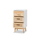 Baxton Studio Kalida Mid-Century Modern Two-Tone White and Oak Brown Finished Wood 3-Drawer Storage Cabinet | Cabinets | Modishstore - 3