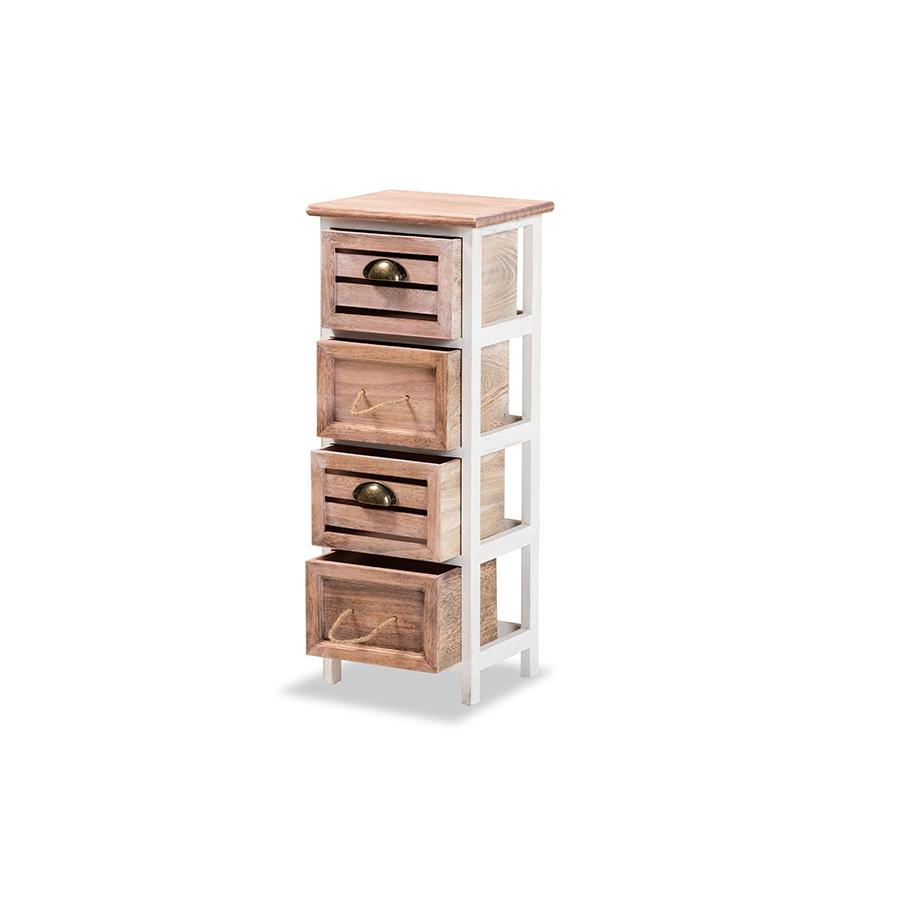Baxton Studio Palta Modern and Contemporary Two-Tone White and Oak Brown Finished Wood 4-Drawer Storage Unit | Cabinets | Modishstore - 3