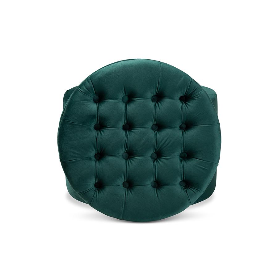 Baxton Studio Livana Contemporary Glam and Luxe Green Velvet Fabric Upholstered Storage Ottoman | Ottomans | Modishstore - 3
