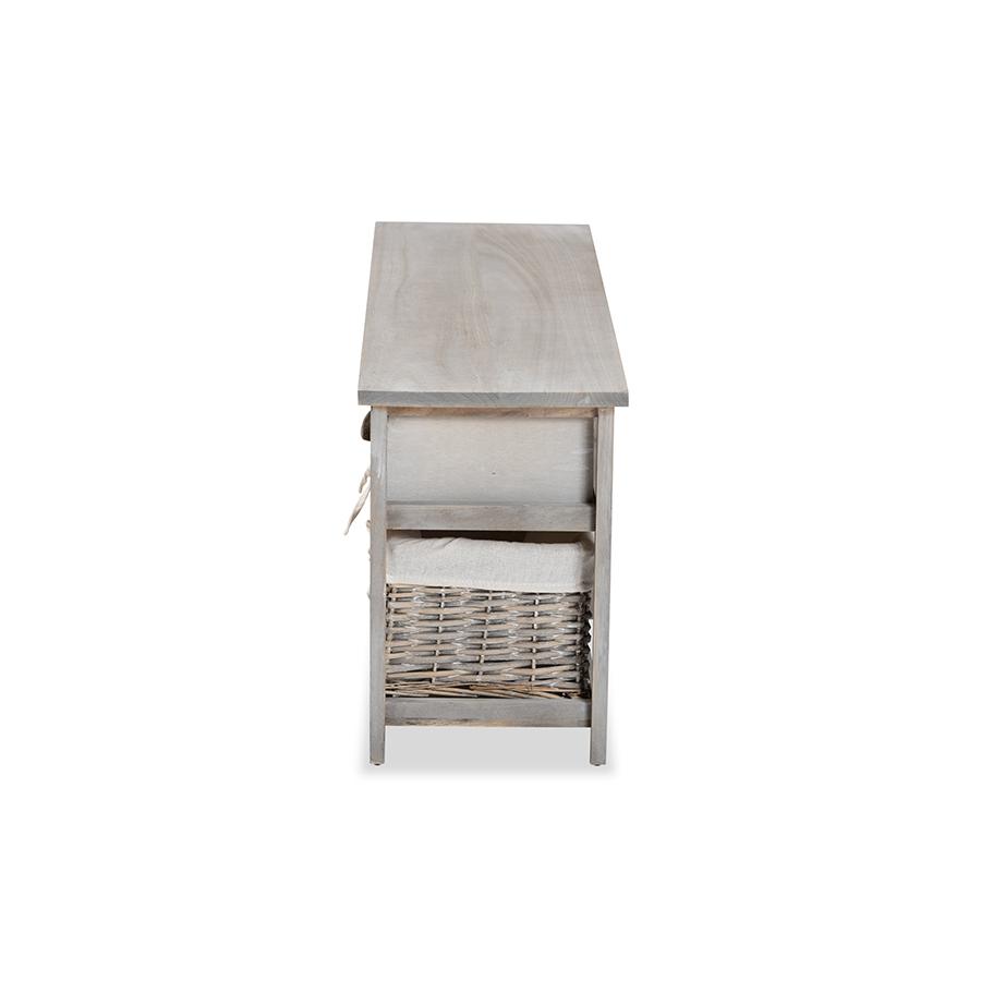 Baxton Studio Mabyn Modern and Contemporary Light Grey Finished Wood 3-Drawer Storage Bench with Baskets | Benches | Modishstore - 4
