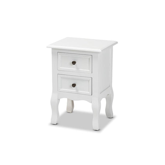 Baxton Studio Caelan Classic and Traditional White Finished Wood 2-Drawer Nightstand | Nightstands | Modishstore