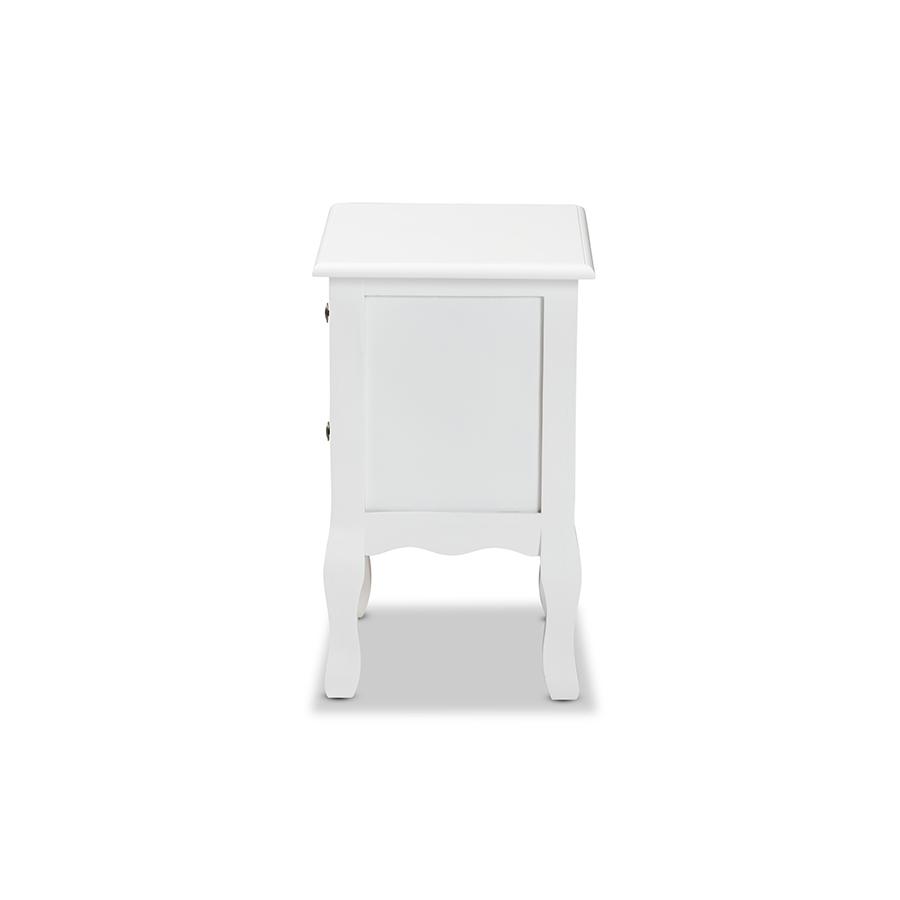 Baxton Studio Caelan Classic and Traditional White Finished Wood 2-Drawer Nightstand | Nightstands | Modishstore - 4
