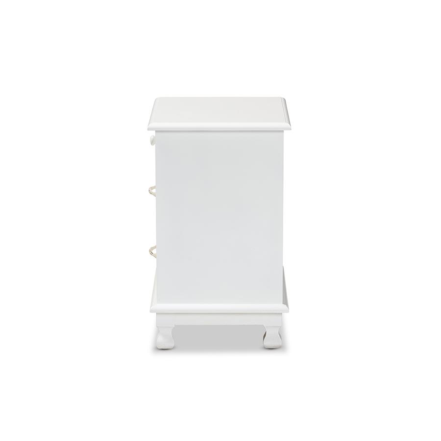 Baxton Studio Layton Classic and Traditional White Finished Wood 3-Drawer Nightstand | Nightstands | Modishstore - 4