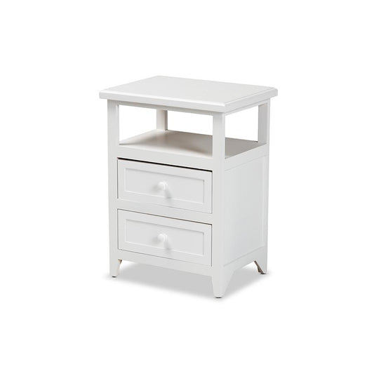 Baxton Studio Karsen Modern and Contemporary White Finished Wood 2-Drawer Nightstand | Nightstands | Modishstore
