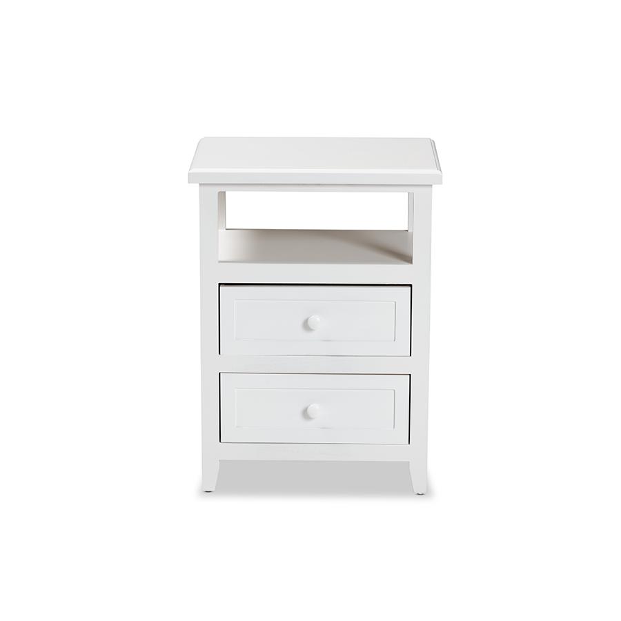 Baxton Studio Karsen Modern and Contemporary White Finished Wood 2-Drawer Nightstand | Nightstands | Modishstore - 3