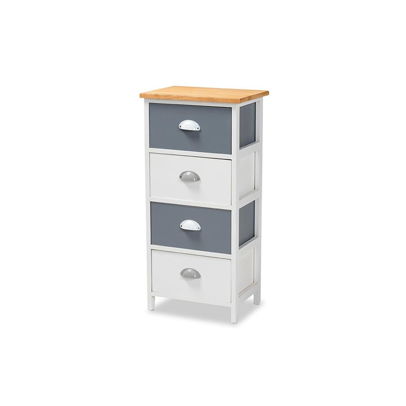 Baxton Studio Calandra Modern and Contemporary Oak Brown and Multi-Colored Wood 4-Drawer Storage Unit | Cabinets | Modishstore