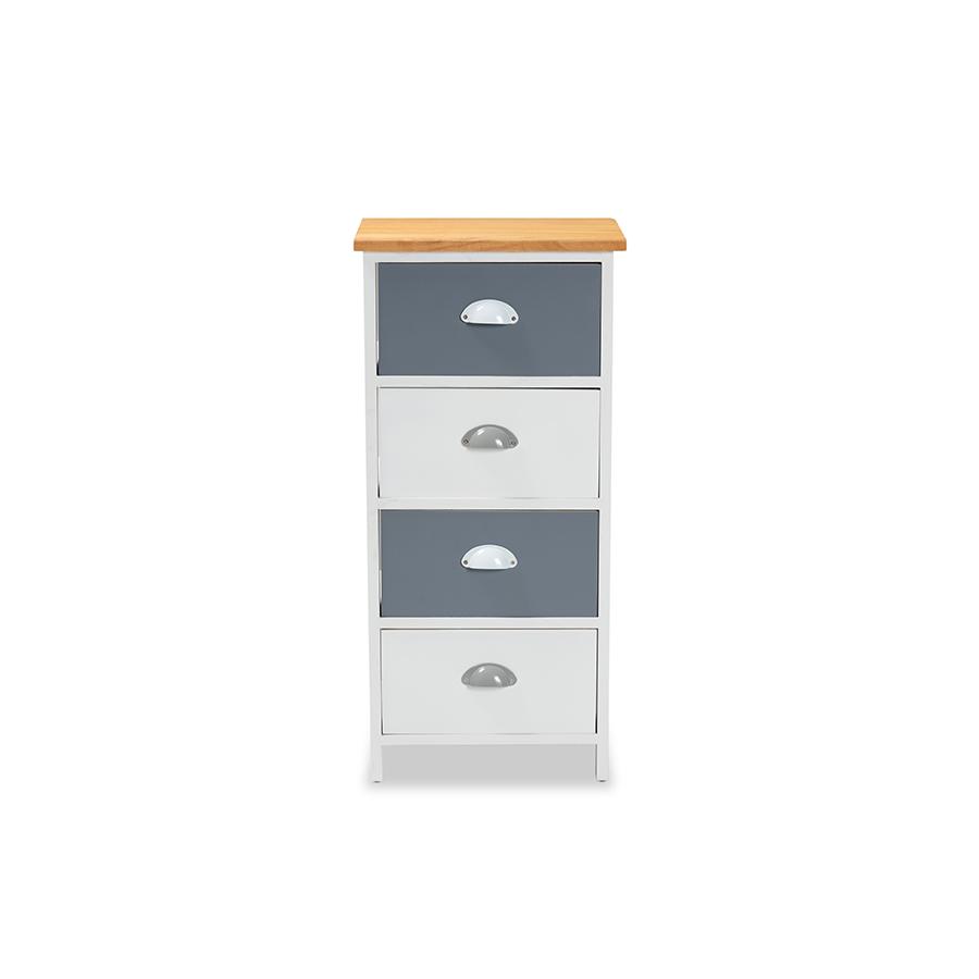 Baxton Studio Calandra Modern and Contemporary Oak Brown and Multi-Colored Wood 4-Drawer Storage Unit | Cabinets | Modishstore - 3