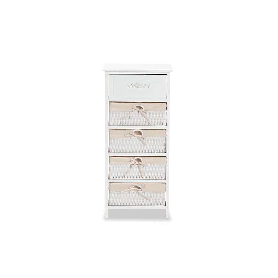 Baxton Studio Madelia Modern and Contemporary White Finished Wood and 1-Drawer Storage Unit | Cabinets | Modishstore - 4