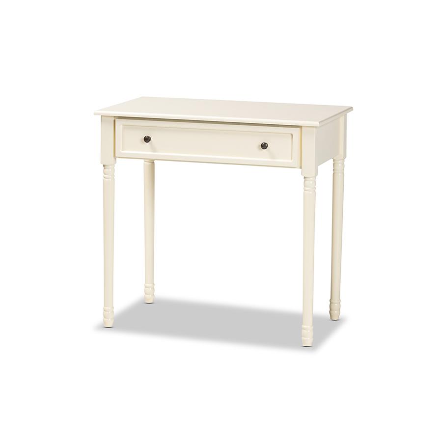 Baxton Studio Mahler Classic and Traditional White Finished Wood 1-Drawer Console Table | Console Tables | Modishstore
