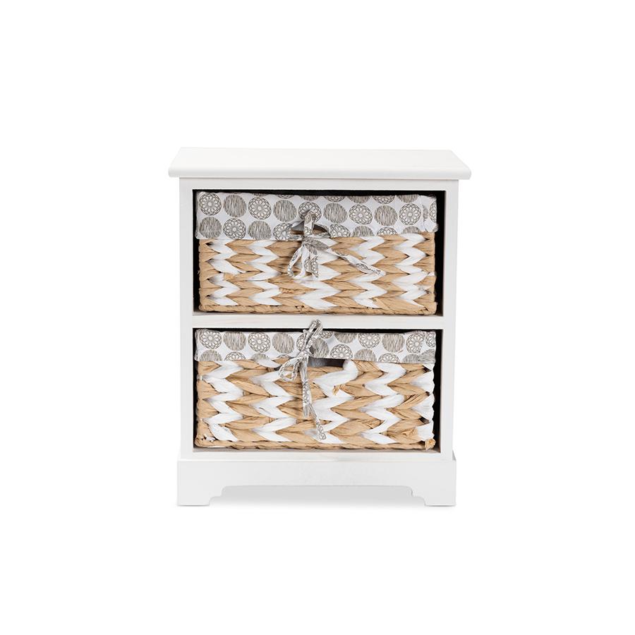 Baxton Studio Rianne Modern Transitional White Finished Wood 2-Basket Storage Unit | Cabinets | Modishstore - 3