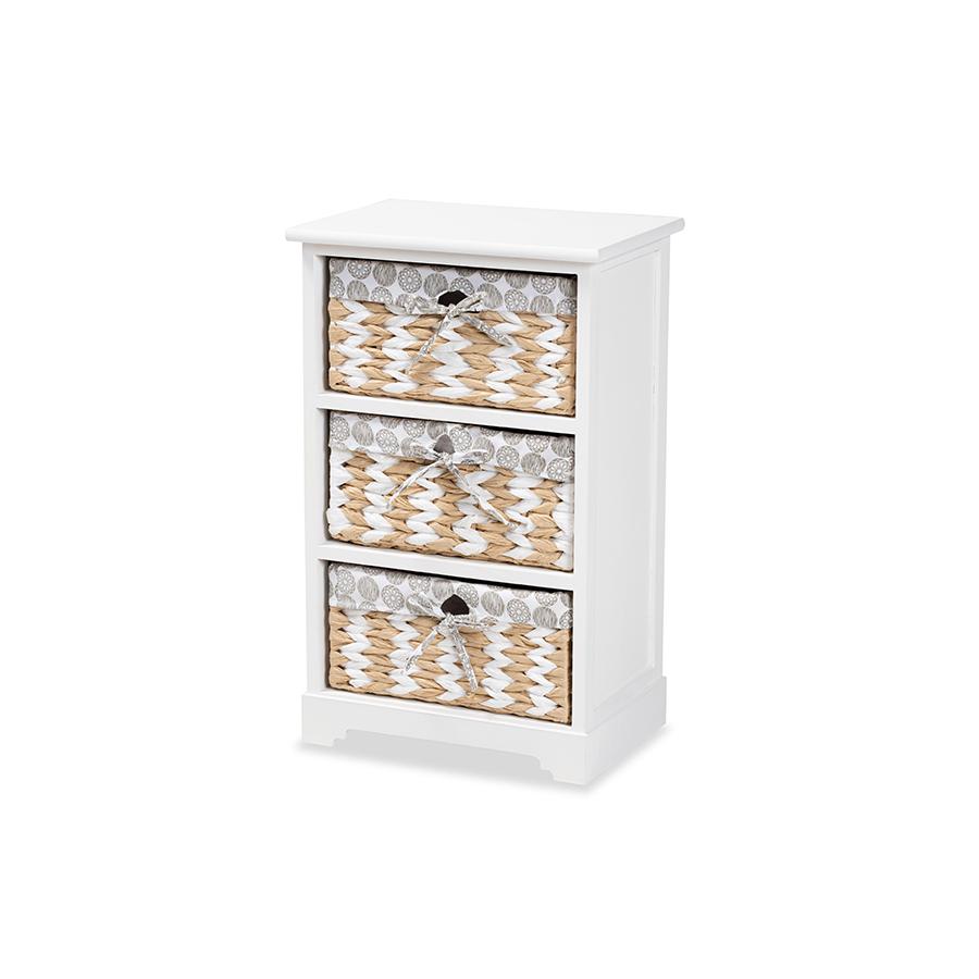 Baxton Studio Rianne Modern Transitional White Finished Wood 3-Basket Storage Unit | Cabinets | Modishstore