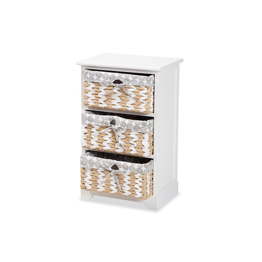 Baxton Studio Rianne Modern Transitional White Finished Wood 3-Basket Storage Unit | Cabinets | Modishstore - 2