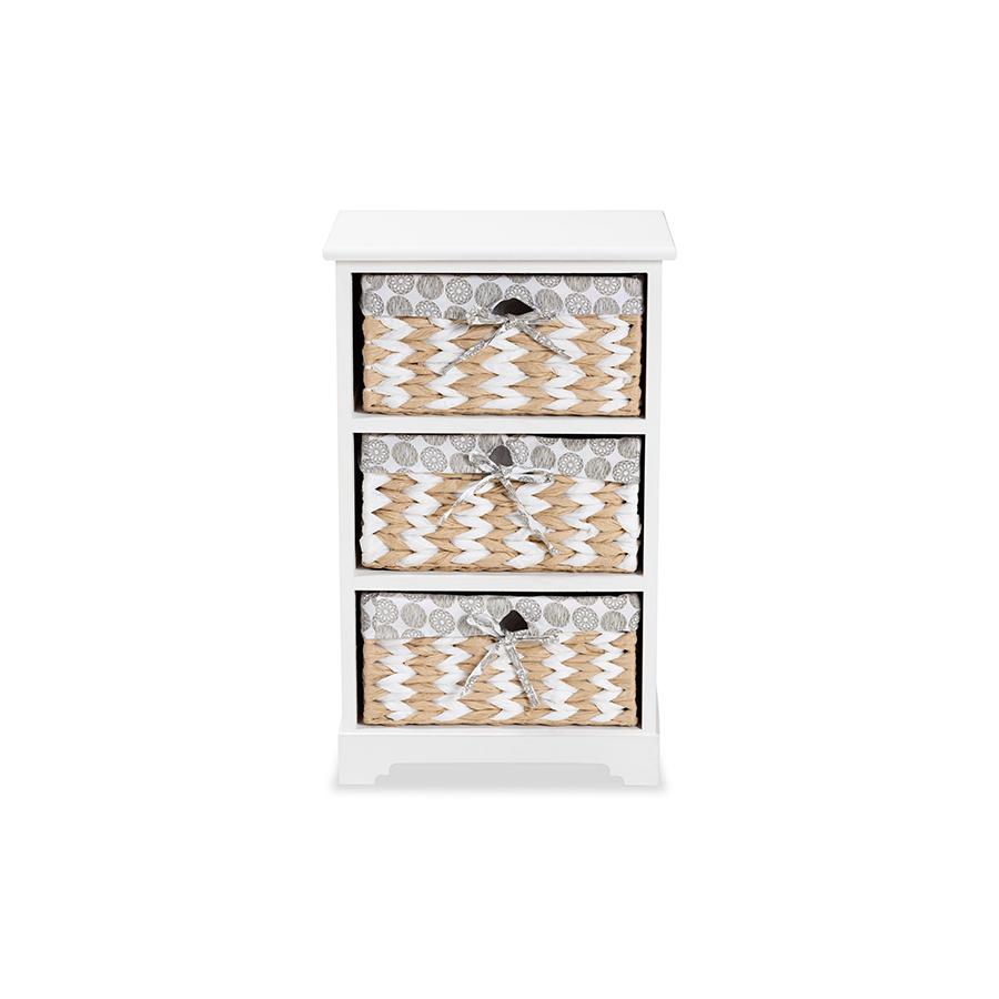 Baxton Studio Rianne Modern Transitional White Finished Wood 3-Basket Storage Unit | Cabinets | Modishstore - 3