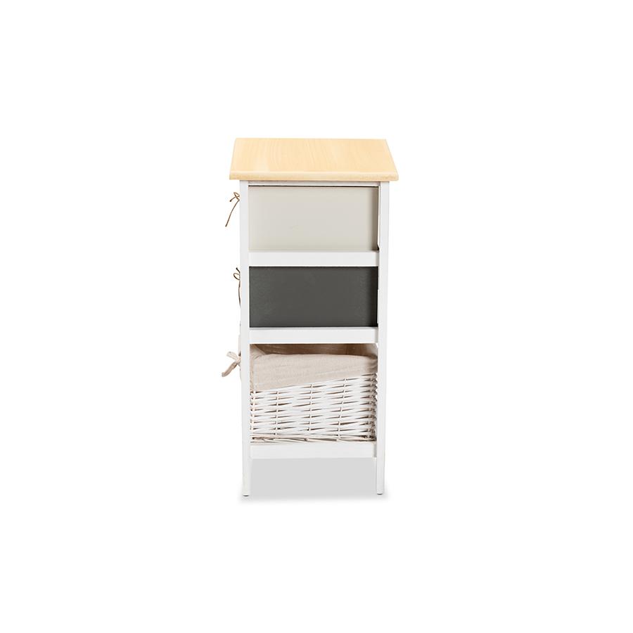 Baxton Studio Diella Modern and Contemporary Multi-Colored Wood 2-Drawer Storage Unit with Basket | Cabinets | Modishstore - 4