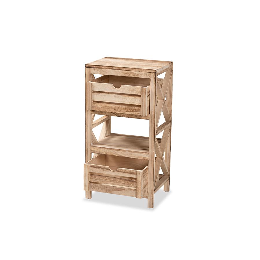 Baxton Studio Mandell Modern and Contemporary Natural Brown Finished Wood 2-Drawer Storage Unit | Cabinets | Modishstore - 2