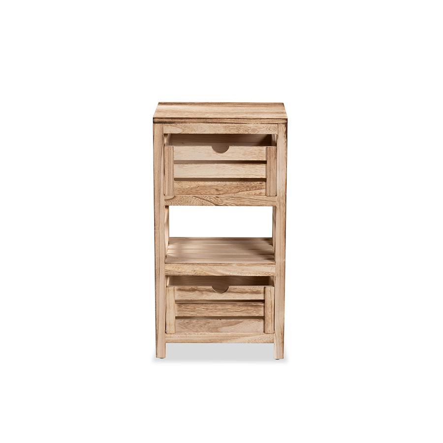 Baxton Studio Mandell Modern and Contemporary Natural Brown Finished Wood 2-Drawer Storage Unit | Cabinets | Modishstore - 3