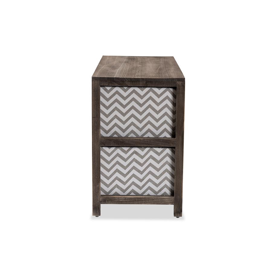 Baxton Studio Jorah Modern and Contemporary Grey and White Fabric Upholstered Greywashed Wood 4-Basket Storage Unit | Drawers | Modishstore - 4