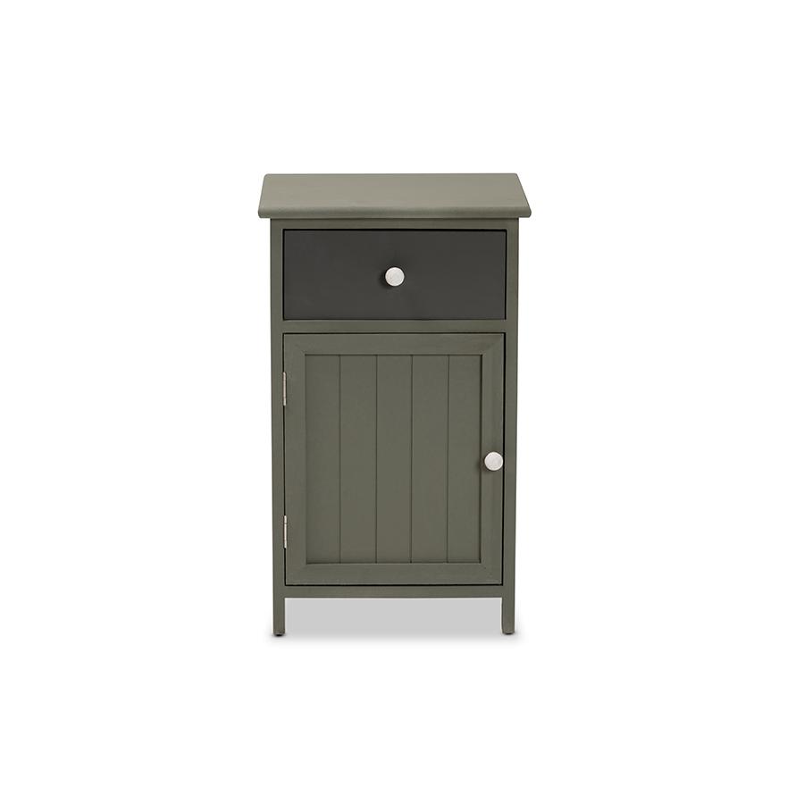 Baxton Studio Barend Mid-Century Modern Two-Tone Grey and Charcoal Finished Wood 1-Drawer Storage Cabinet | Cabinets | Modishstore - 3