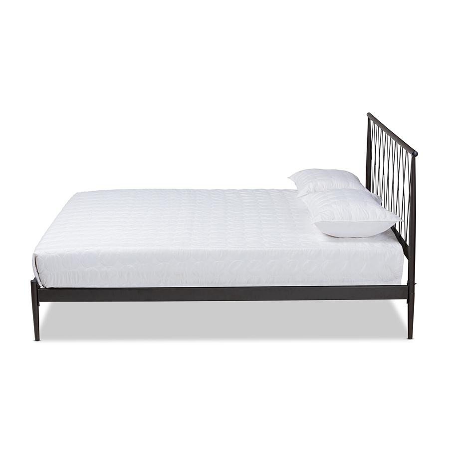 Baxton Studio Nano Modern and Contemporary Black Finished Metal Full Size Platform Bed | Beds | Modishstore - 3