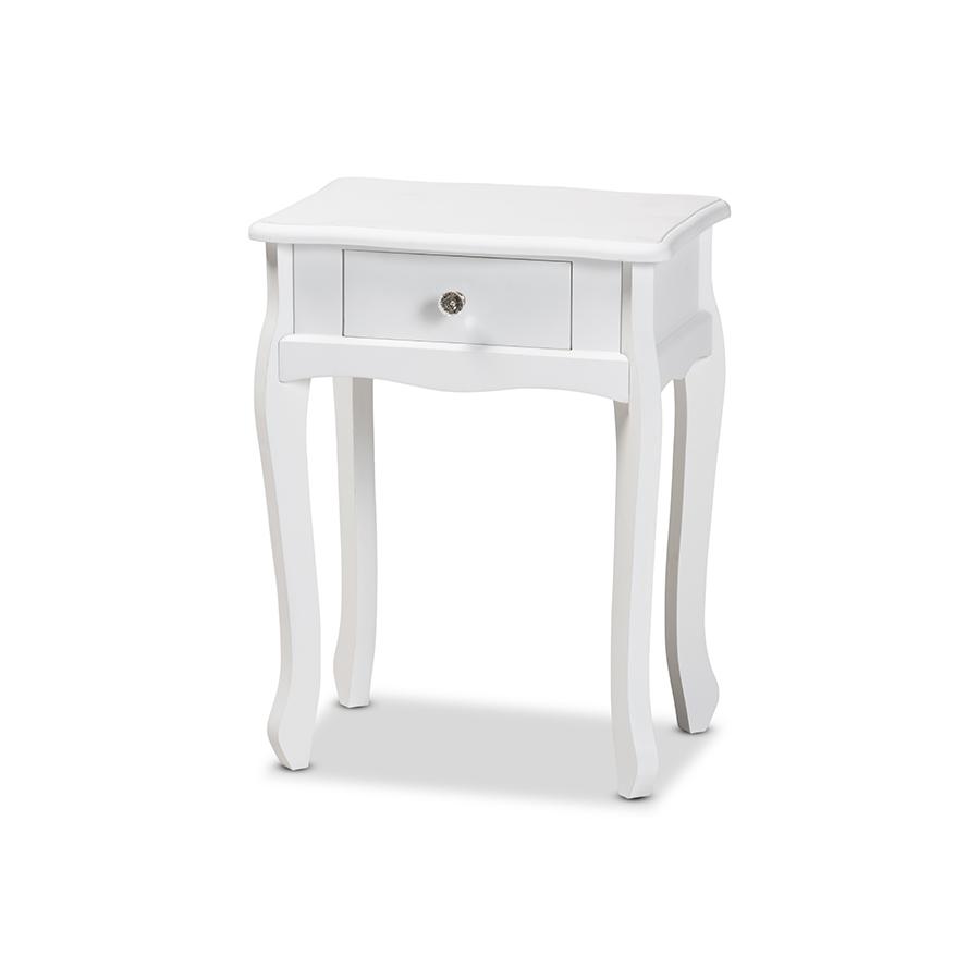 Baxton Studio Peterson Classic and Traditional White Finished Wood 1-Drawer Nightstand | Nightstands | Modishstore