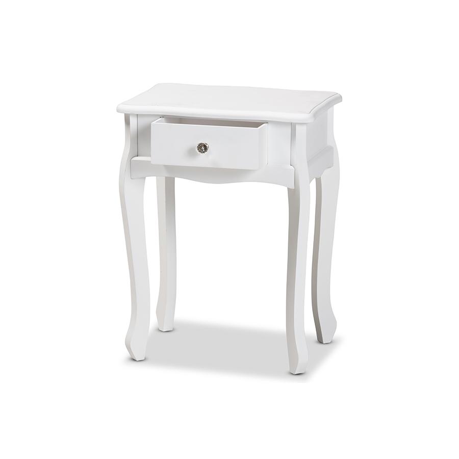 Baxton Studio Peterson Classic and Traditional White Finished Wood 1-Drawer Nightstand | Nightstands | Modishstore - 2