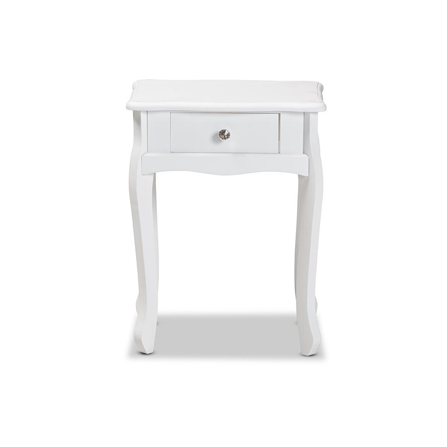 Baxton Studio Peterson Classic and Traditional White Finished Wood 1-Drawer Nightstand | Nightstands | Modishstore - 3