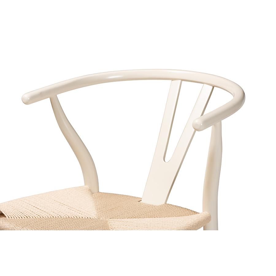 Baxton Studio Paxton Modern and Contemporary White Finished Wood 2-Piece Bar Stool Set | Bar Stools | Modishstore - 4