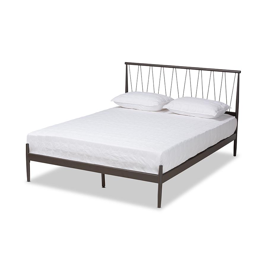Baxton Studio Samir Modern Industrial Black Finished Metal Full Size Platform Bed | Beds | Modishstore - 2