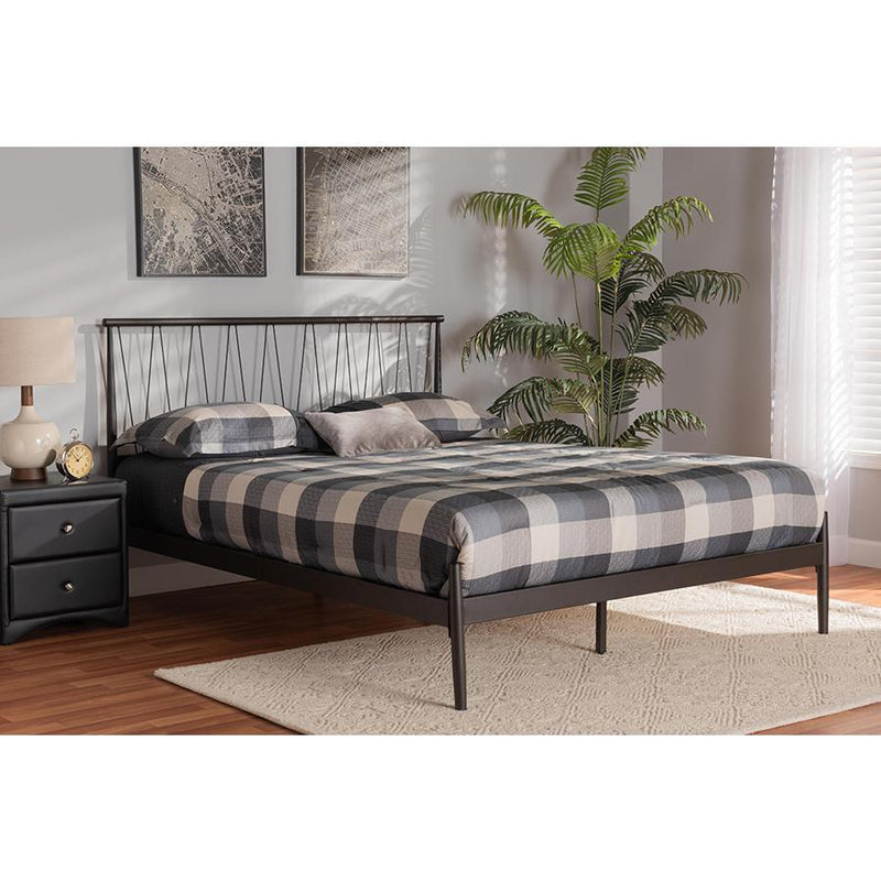 Baxton Studio Samir Modern Industrial Black Finished Metal Full Size Platform Bed | Beds | Modishstore