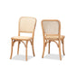Baxton Studio Neah Mid-Century Modern Brown Woven Rattan and Wood 2-Piece Cane Dining Chair Set | Dining Chairs | Modishstore - 2