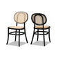 Baxton Studio Garold Mid-Century Modern Brown Woven Rattan and Black Wood 2-Piece Cane Dining Chair Set | Dining Chairs | Modishstore - 2