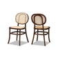Baxton Studio Garold Mid-Century Modern Brown Woven Rattan and Walnut Brown Wood 2-Piece Cane Dining Chair Set | Dining Chairs | Modishstore - 2