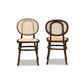 Baxton Studio Garold Mid-Century Modern Brown Woven Rattan and Walnut Brown Wood 2-Piece Cane Dining Chair Set | Dining Chairs | Modishstore - 3