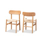 Baxton Studio Raheem Mid-Century Modern Brown Hemp and Wood 2-Piece Dining Chair Set | Dining Chairs | Modishstore - 2