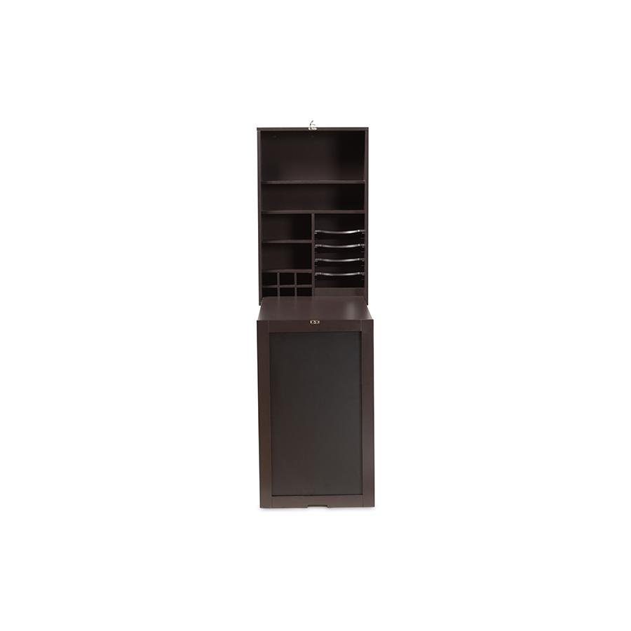 Baxton Studio Millard Modern and Contemporary Dark Brown Finished Wood Wall-Mounted Folding Desk | Desks | Modishstore - 2
