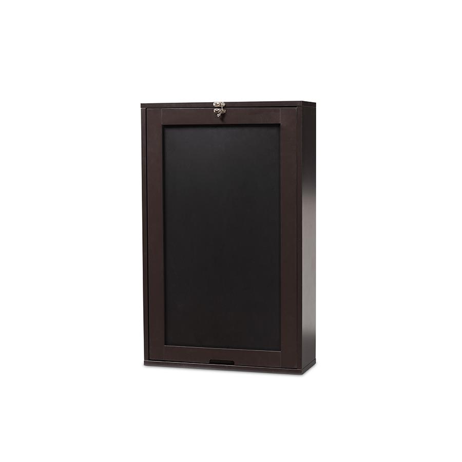 Baxton Studio Millard Modern and Contemporary Dark Brown Finished Wood Wall-Mounted Folding Desk | Desks | Modishstore - 4