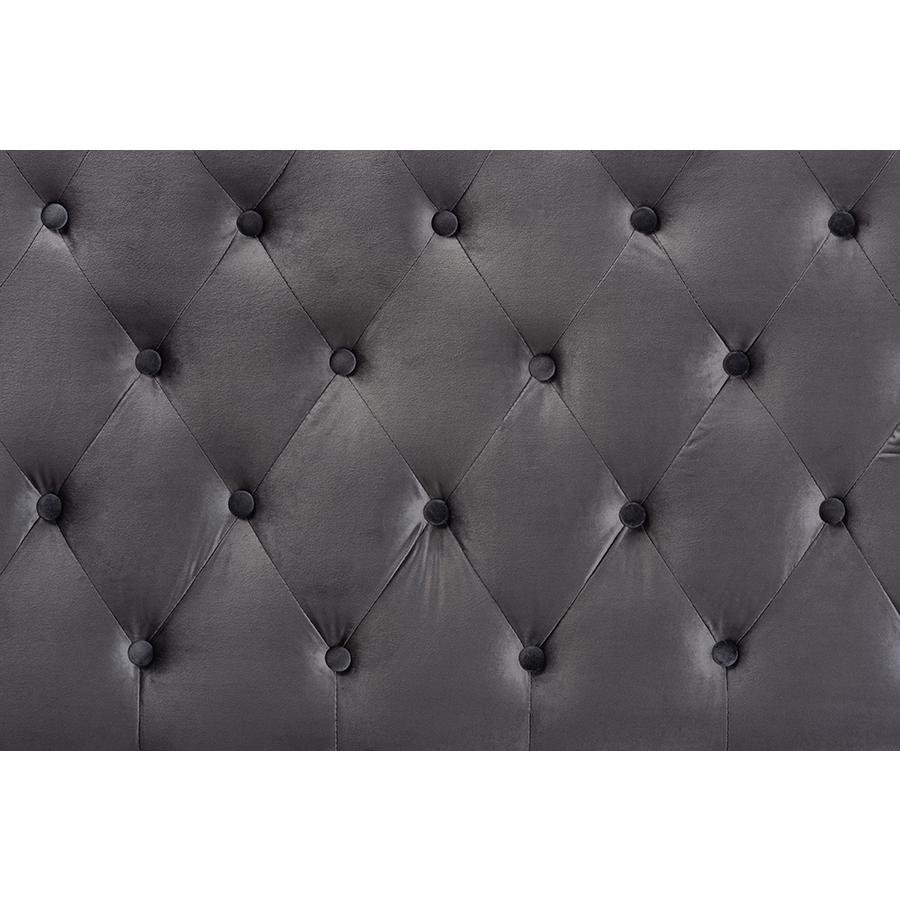 Baxton Studio Clovis Modern and Contemporary Grey Velvet Fabric Upholstered Full Size Headboard | Headboards | Modishstore - 3