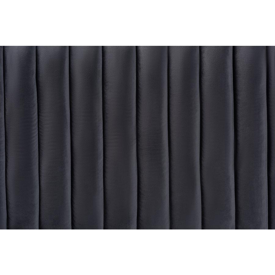 Baxton Studio Emile Modern and Contemporary Grey Velvet Fabric Upholstered and Dark Brown Finished Wood Full Size Headboard | Headboards | Modishstore - 4
