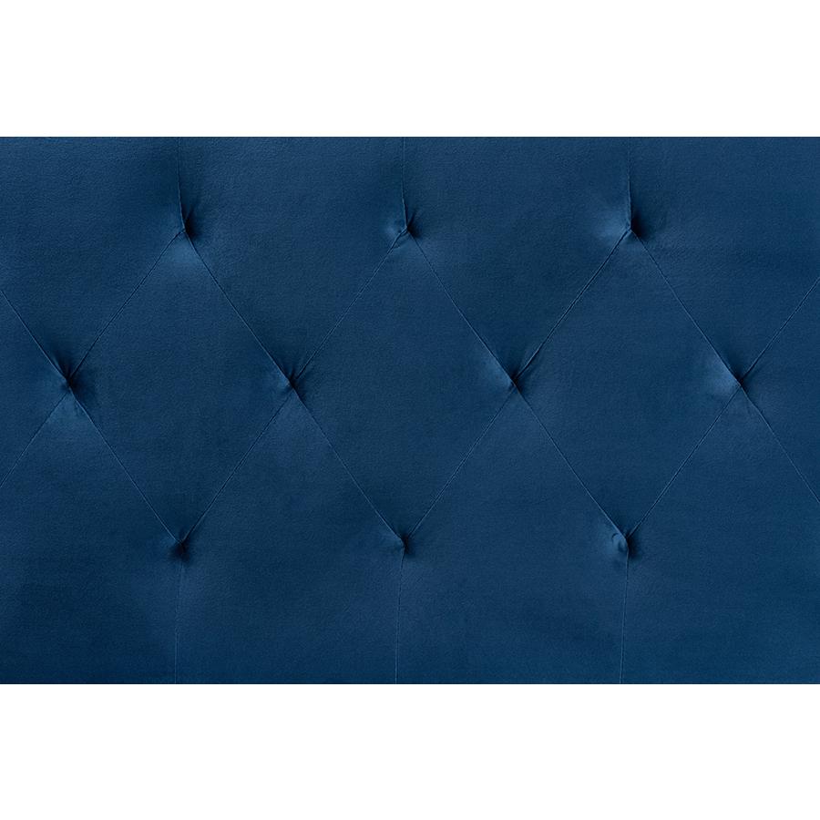 Baxton Studio Felix Modern and Contemporary Navy Blue Velvet Fabric Upholstered Full Size Headboard | Headboards | Modishstore - 3