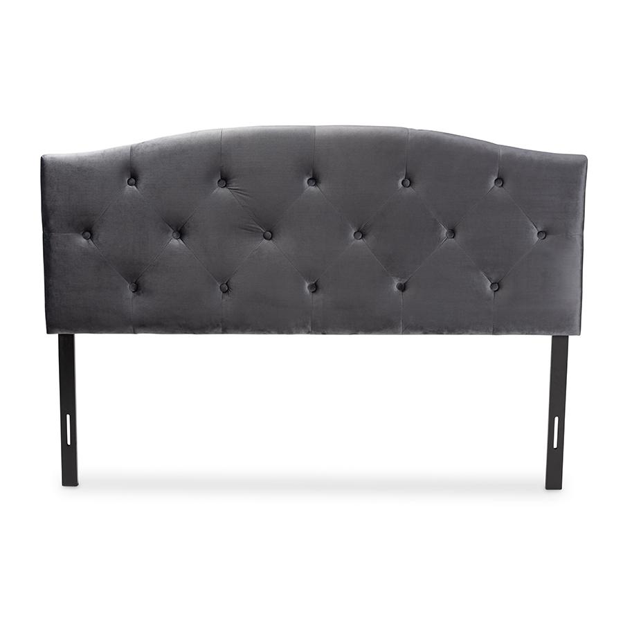 Baxton Studio Leone Modern and Contemporary Grey Velvet Fabric Upholstered Full Size Headboard | Headboards | Modishstore - 2