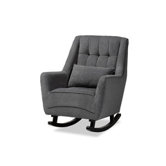 Baxton Studio Elisa Modern and Contemporary Grey Fabric Upholstered and Dark Brown Finished Wood Rocking Chair