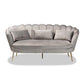 Baxton Studio Genia Contemporary Glam and Luxe Grey Velvet Fabric Upholstered and Gold Metal Sofa | Sofas | Modishstore - 2