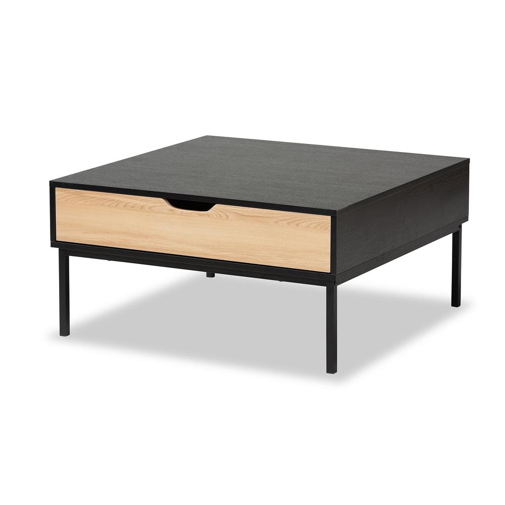 Baxton Studio Haben Modern and Contemporary Two-Tone Oak Brown and Black Finished Wood Coffee Table | Coffee Tables | Modishstore